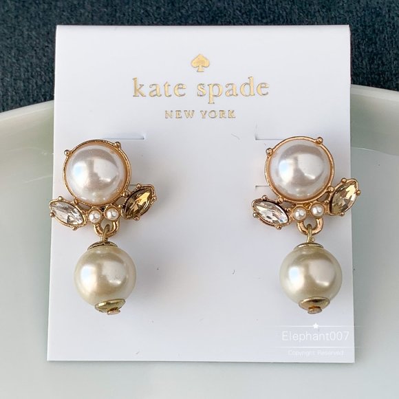 kate spade Jewelry - Kate Spade earrings gold pearl crystal earrings